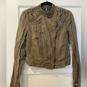 NWT Free People Cropped Jacket in Olive Green Sz 6